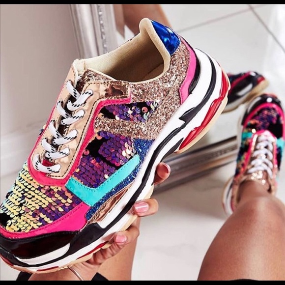 sequin chunky sneakers
